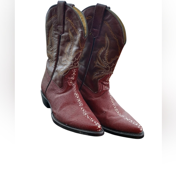 Brown Leather Western Boots with Decorative Stitching - Picture 1 of 6